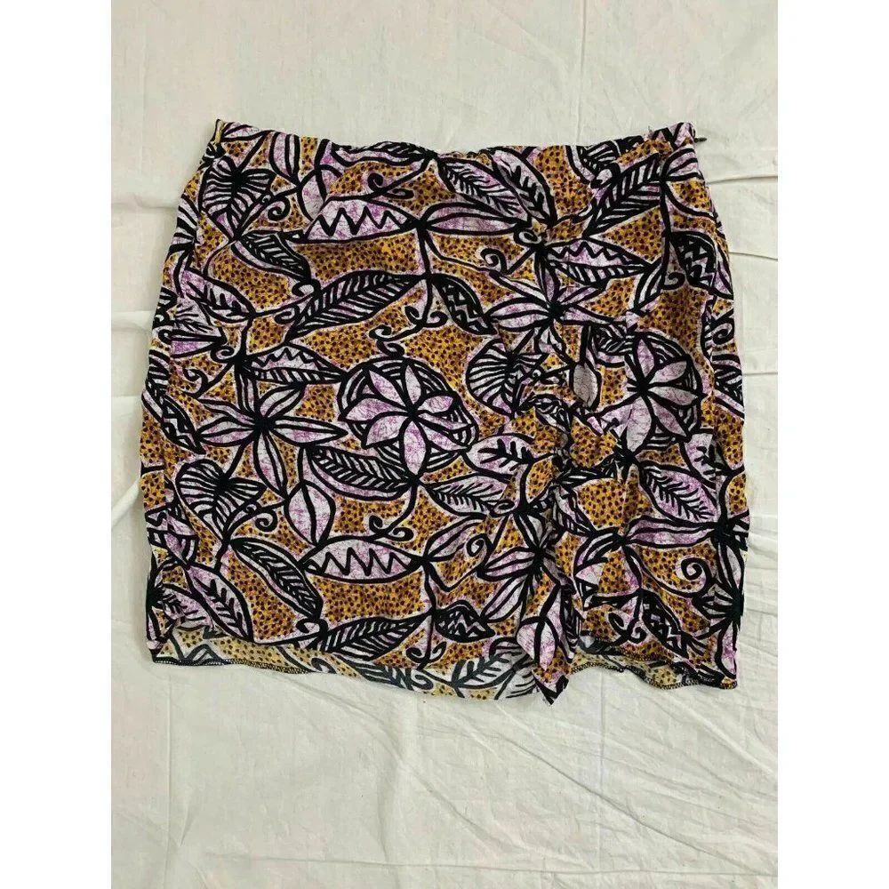 Zara Womens Purple Orange Floral Mini Skirt Small